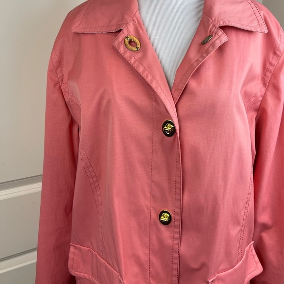 Isaac Mizrahi lightweight Coral Trench Coat L - Picture 2 of 16